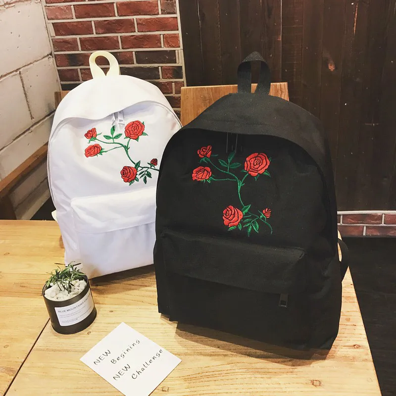 Модный женский рюкзак Harajuku с вышивкой розы дорожный для школьников и студентов