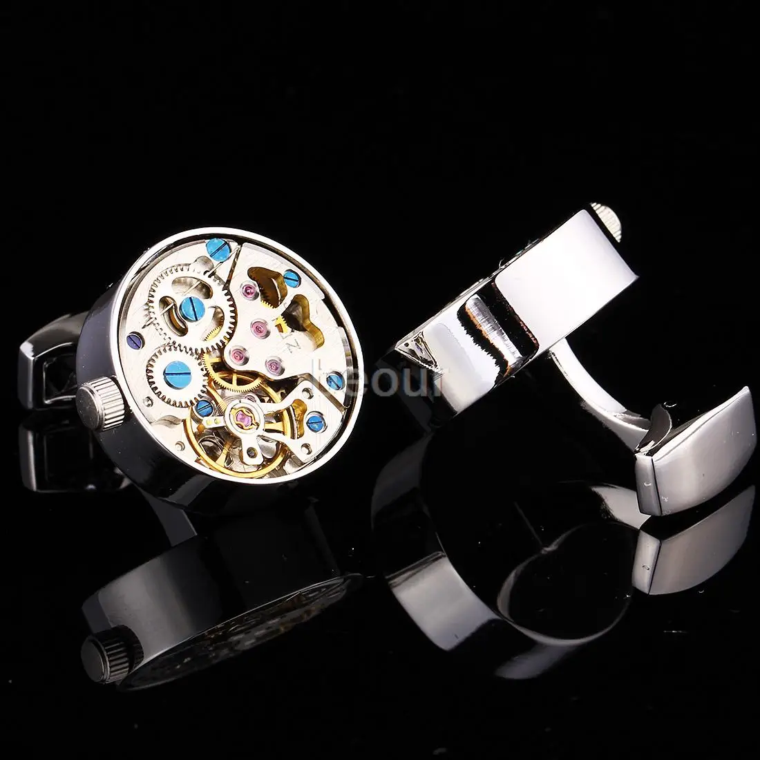 New Round Silver Cufflinks Shirt Mens Classic High Quality Cufflink Brand Watch Cuff Links 801028 | Украшения и аксессуары