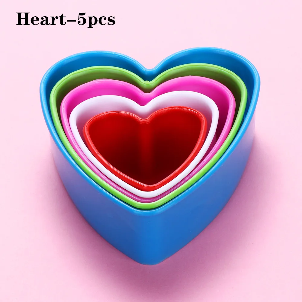 Heart-5pcs 1 компл. помадка торт плесень печенье печенья кухня выпечки инструменты Рождество форма дерева пряник Сахар Craft - Цвет: Heart-5pcs
