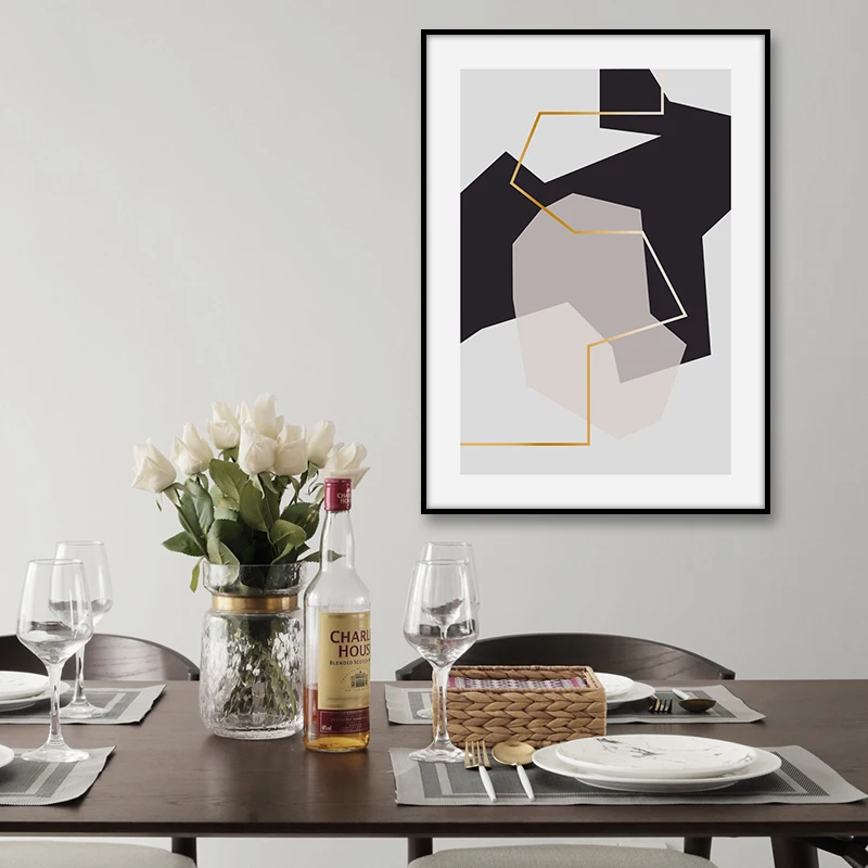 Абстрактные геометрические скандинавские холщовые плакаты и принты