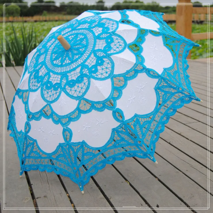 

Chinese Handmade Lace Sun Umbrella Parasol Embroidery Wedding Umbrella Decoration For Bridal Umbrella Ombrelle Mariage 9Colors