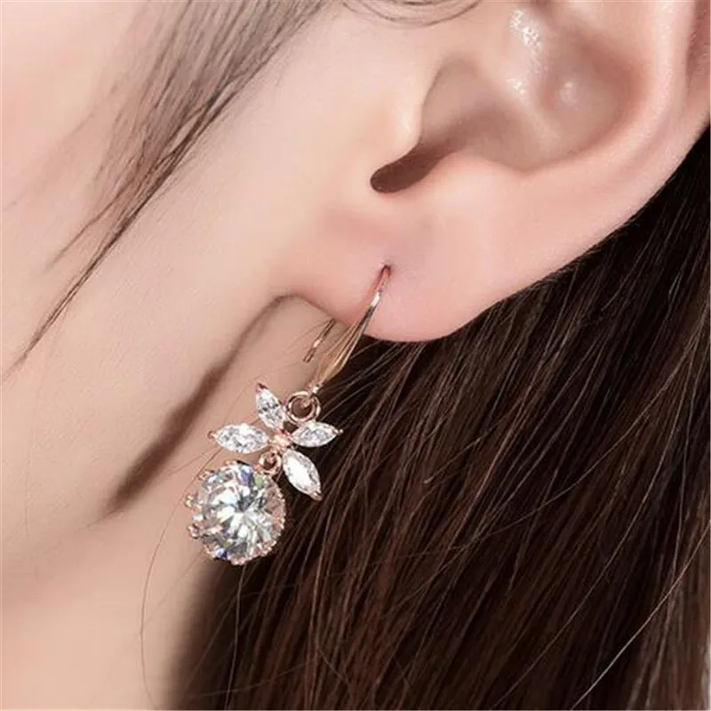 Висячие серьги золотого цвета с фианитами для женщин модные свадебные ювелирные