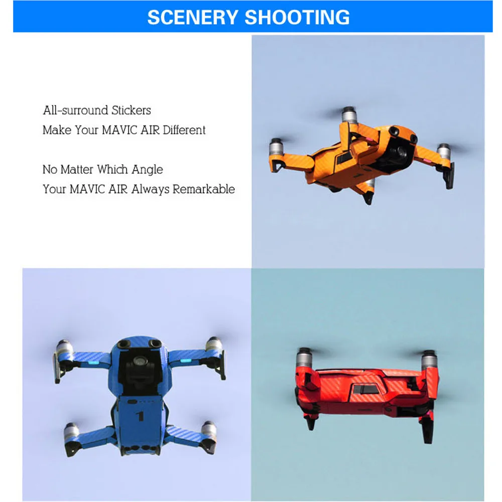 Водонепроницаемый ПВХ углеродное волокно Графический стикер для DJI MAVIC AIR Drone тело кожи камера для квадрокоптера, дрона наклейки аксессуары QIY31