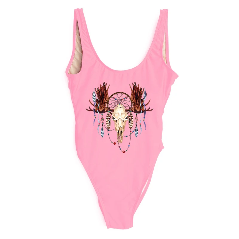 Pink 230 Голова быка женский купальник с рисунком цельный купальный костюм сексуальный боди купальный костюм Топ Купальный костюм Монокини Пляжная одежда badpak mayo - Цвет: Pink 230