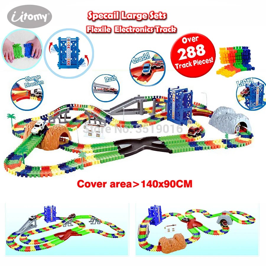 Большой роскошный игровой набор Create a Road Bend Flexile Track из 216 288 предметов с