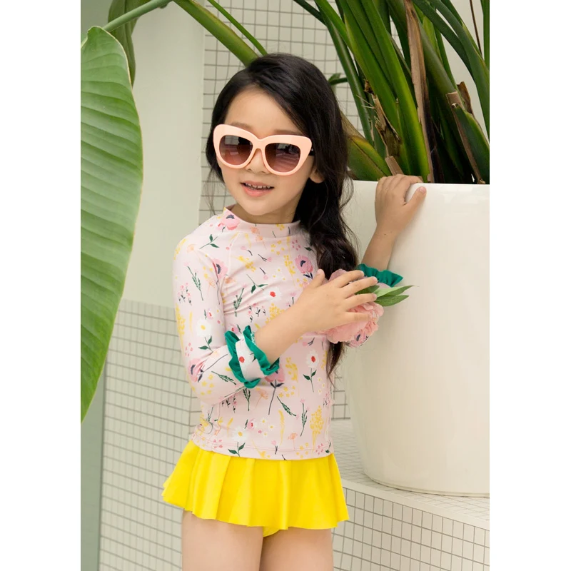 Купальник для девочек одежда с длинным рукавом купальные костюмы детский