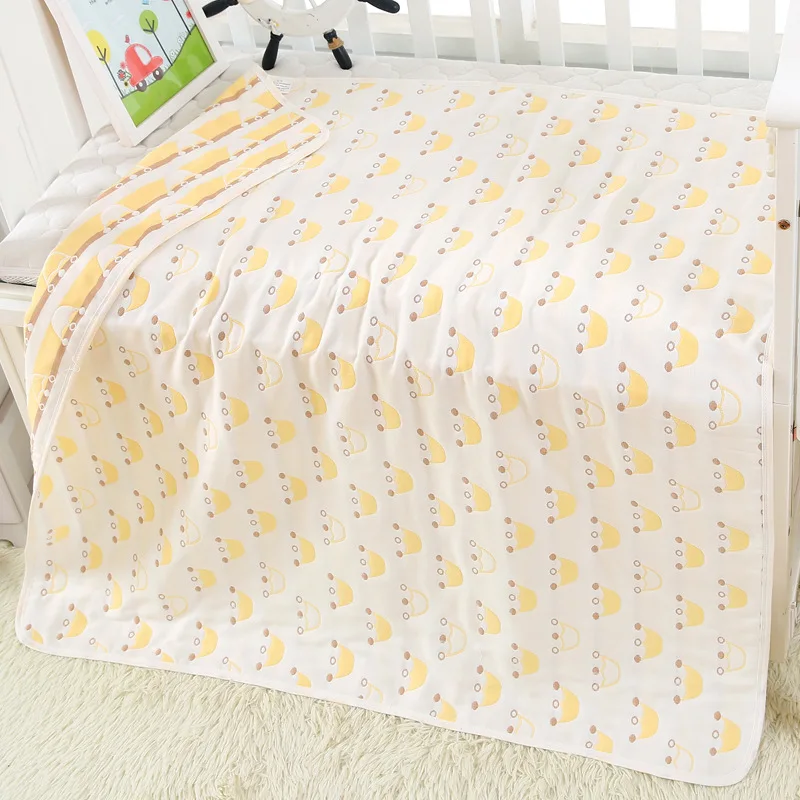 CROWN YELLOW 120*150 см родитель-ребенок Лето постельные принадлежности квилт для софы хлопок Детские индивидуальное Одеяло 6 Слои муслин пеленать для новорожденных - Цвет: CROWN YELLOW