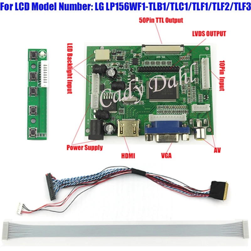 Плата контроллера HDMI VGA 2AV LVDS + 40 контактов комплекты кабелей Lvds ДЛЯ LP156WF1 TLB1/TLC1/TLF1