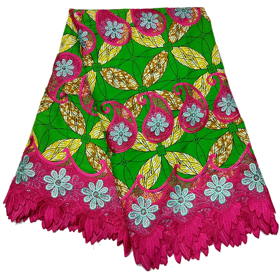 Зеленые и розовые ткани африканская вышивка Африканский Анкара принт Материал