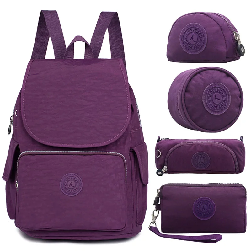 5 pieces Purple ACEPERCH Повседневный рюкзак женский школьный рюкзак для девочки подростка для ноутбука Mochila Feminina - Цвет: 5 pieces Purple
