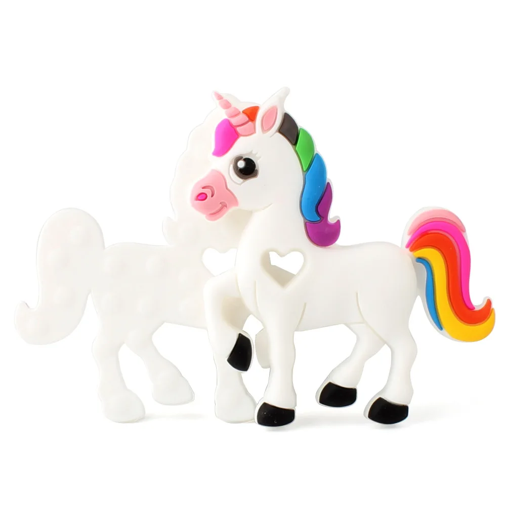 Snow Keep& grow 1 шт. без бисфенола Единорог силиконовый Прорезыватель для зубов для малышей Прорезыватель для зубов игрушка подвеска DIY Жевательная подвеска инструмент для кормления кулон пищевого класса - Цвет: Snow