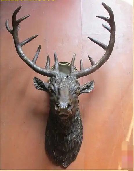 30 &quotЗападная Стена висячая художественная Чистая Бронзовая статуя голова оленя