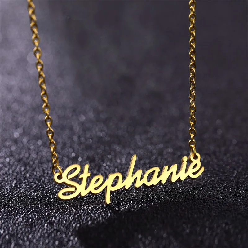 Индивидуальное ожерелье с именем на заказ подвески из золотой нержавеющей стали