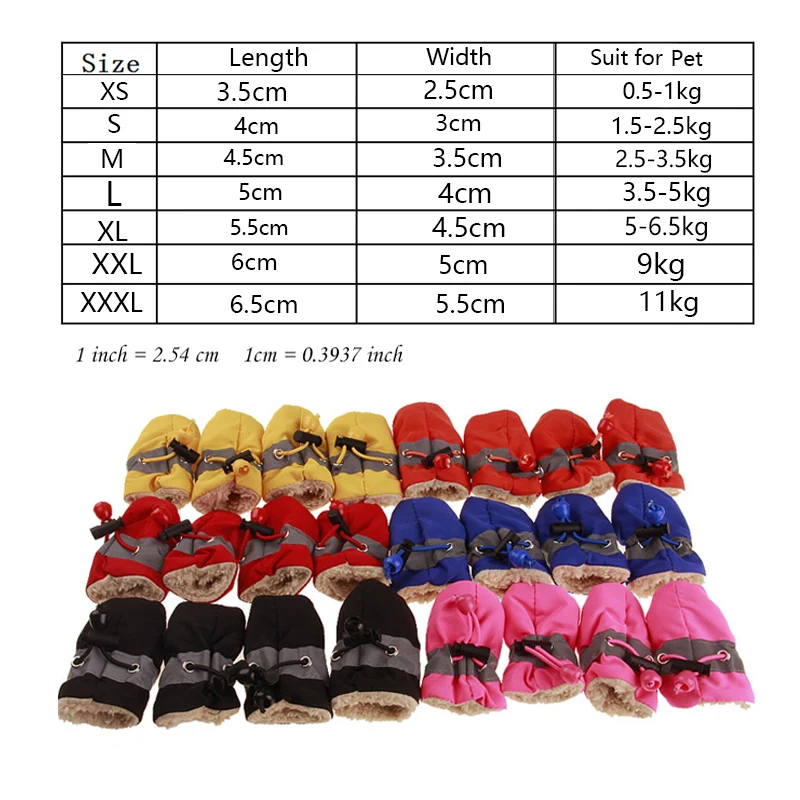 4 шт. Новая Водонепроницаемая Обувь для собак Нескользящие непромокаемые зимние