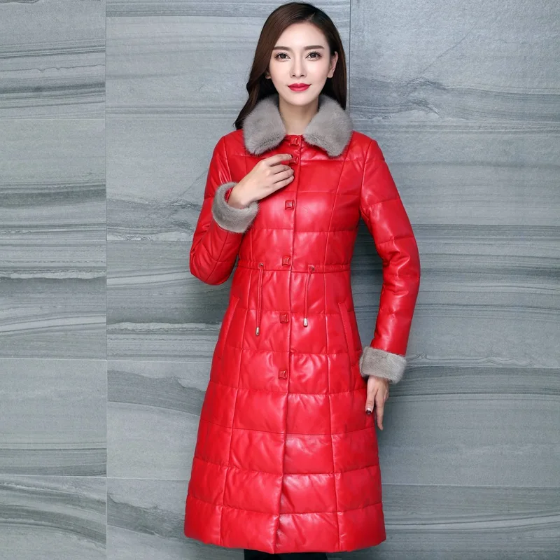 (TopFurMall) Натуральная овечья кожа замшевые пуховики пальто куртка норковый меховой