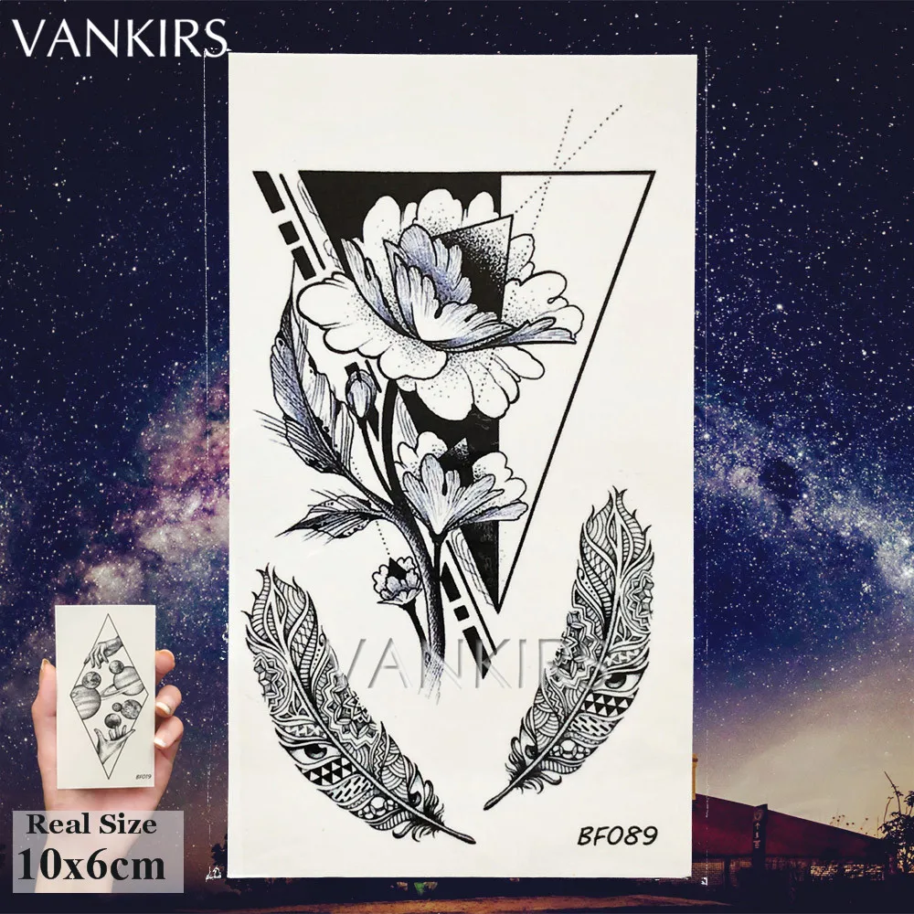 VANKIRS индийские Летающие птицы перо женские временные татуировки наклейки для
