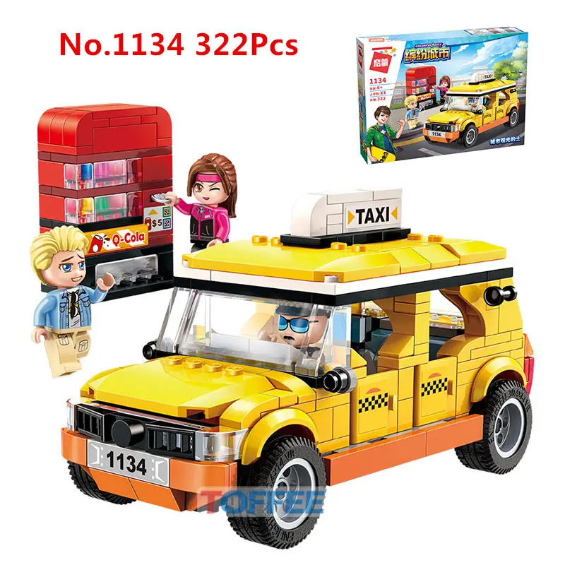Городской пейзаж строительный блок автомобиля совместимые Legoings желтый Тур такси
