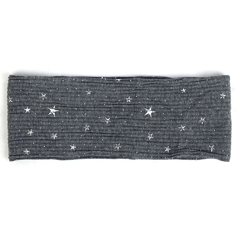 004 Dark gray Женский модный ребристый ободок для волос с принтом в виде звезд, повязка на голову в горошек для женских эластичных лент, аксессуары для волос в виде тюрбана AQ004C - Цвет: 004 Dark gray