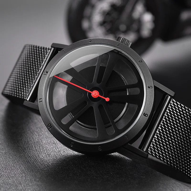 IBSO Brand Novelty Creative Wheel Design Rotate Sport Quartz Watch Men Locomotive Punk Style Mens Watches 2021 Relogio Masculino