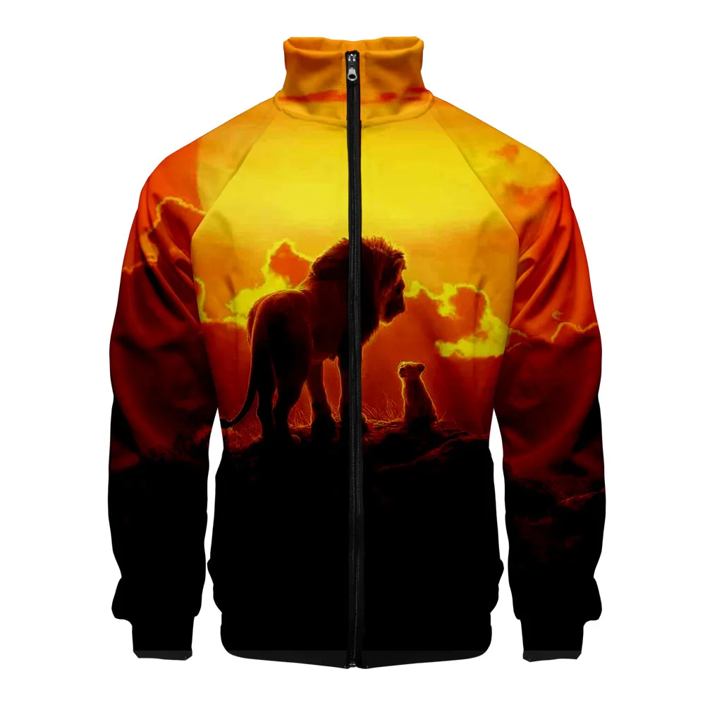 Хит продаж Аниме Король Лев куртка 3D Стиль Slim Fit с воротником молнии уличная