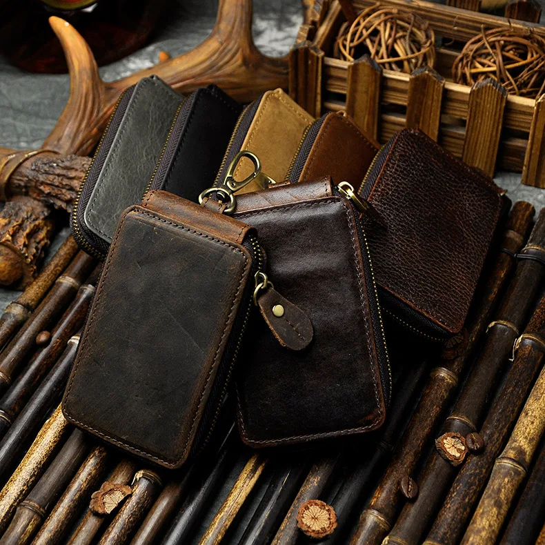 Чехол-кошелек ручной работы из кожи Крейзи Хорс на молнии | Багаж и сумки