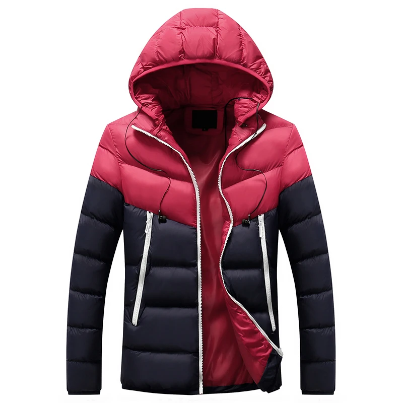 Riinr Men Winter Parka Jacket 2019 Men's Fashion Brand Simple Patch Work Hooded Outwear Male Casual Comfortable Parkas | Мужская