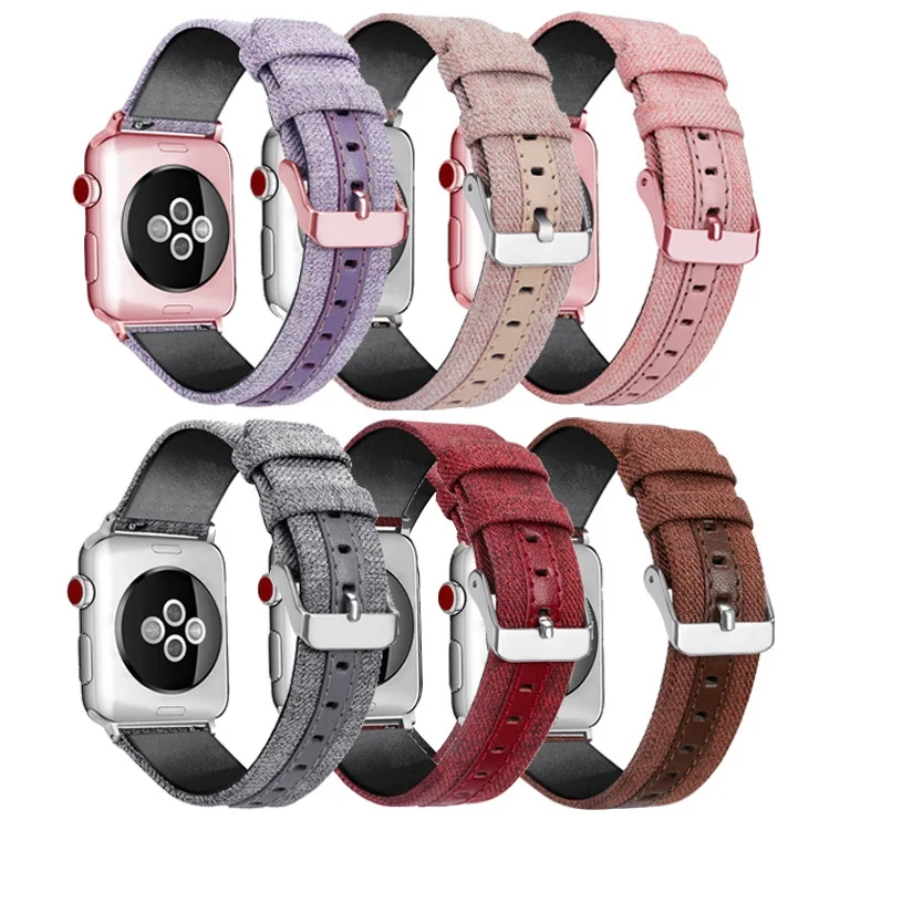 

Canvas Band For Apple Watch Series 4321 38MM 42MM Nylon Soft Breathable bracelet Replacement Strap Sport for iwatch 4 40MM 44MM