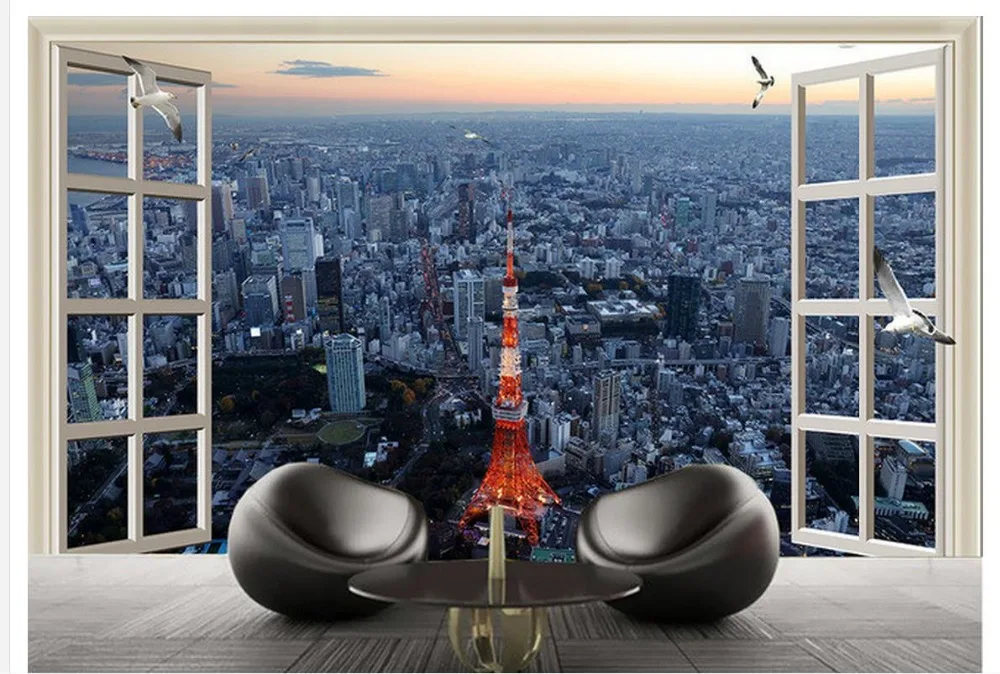 Обои для 3d украшения дома Dusk Париж ультра-Высокое разрешение 3D стерео ТВ фон