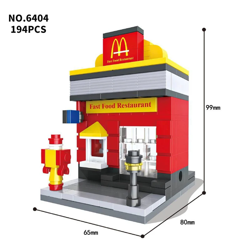6404 Городской мини-уличный Конструктор 3D модель розничного магазина DIY Apple McDonald Кафе Магазин Кирпичи Детские Блоки Игрушки - Цвет: 6404