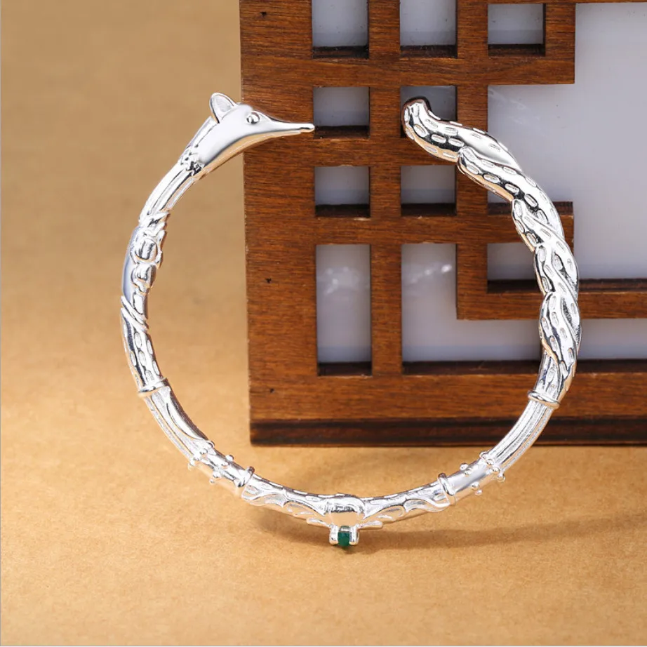 

Wholesale European Fashion Woman Girl Party Wedding Gift Fox Open 925 Sterling Silver Cuff Bangle