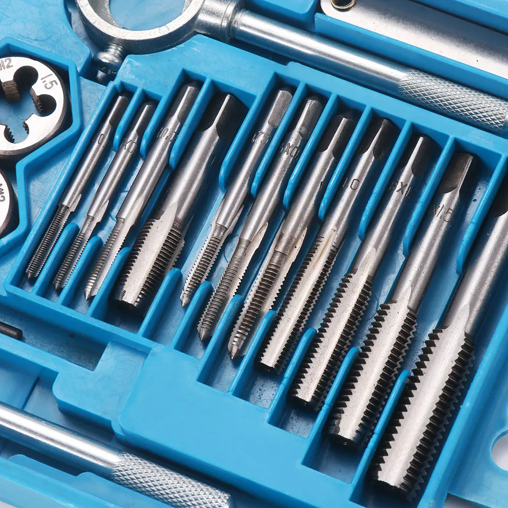 40PCS in 1 Metric Hand Tap Set Screw Thread Plugs Straight Taper Reamer Tools Adjustable Taps Dies Wrench For Car Repairing Tool |