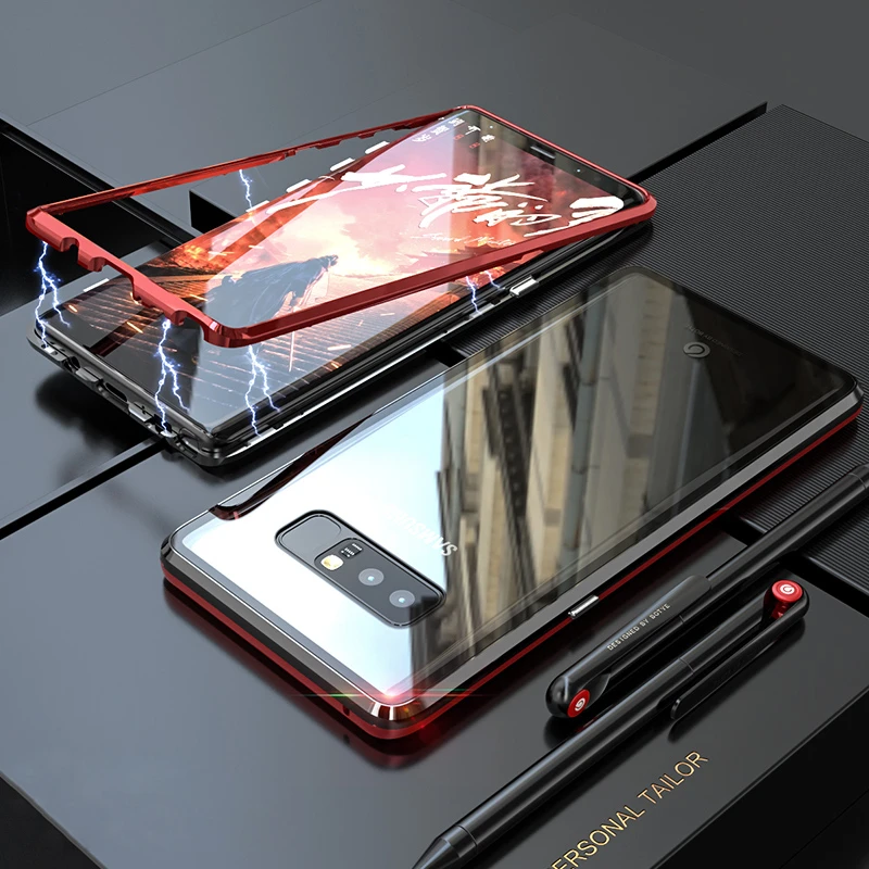 Роскошный Магнитный чехол для samsung S10 Plus S10E S9 S8 Plus Note 9, металлический бампер на магнитах, стеклянный чехол для samsung S10Plus, чехол Note9