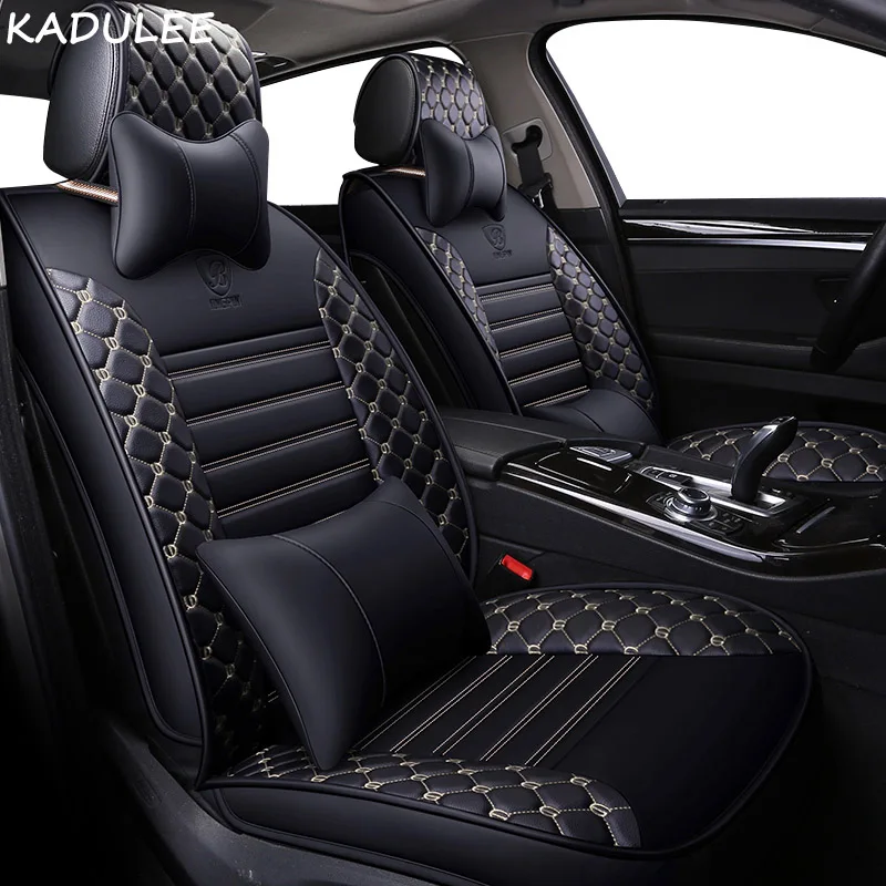 KADULEE автомобильные чехлы из искусственной кожи для Dacia Sandero Duster Logan, автомобильные аксессуары, автомобильные подушки для стайлинга автомобиля, черный/бежевый/красный 3D - Название цвета: 6