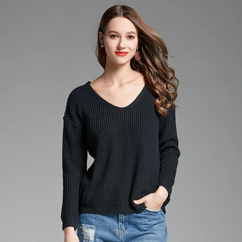 2019 осень и зима женские вязание свитера пуловер стандартная женская одежда
