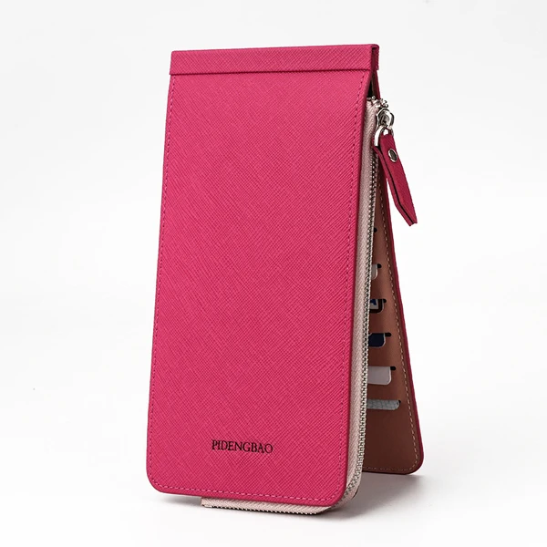 Rose Red Роскошные мужские кошельки 6,6 дюймов 26 кредитный держатель для карт, мужской деловой Длинный кошелек из искусственной кожи, держатель для карт, сумка для монет, карманы для телефона - Цвет: Rose Red