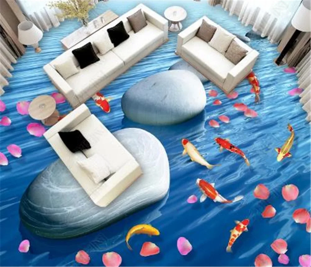 Пользовательские фото 3d обои струящаяся вода богатство камень лепесток кальмар