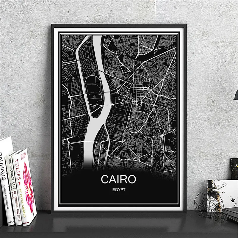 CAIRO Индивидуальные карты вашего города плакат абстрактный холст с покрытием бумага Живопись Художественная печать Картина гостиная кафе домашний декор - Цвет: CAIRO