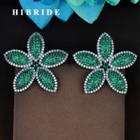 hibride luxury multicolor aaa cubic zirconia stud earrings beautiful flower shape cz stone earings for womenlady jewelry e 777