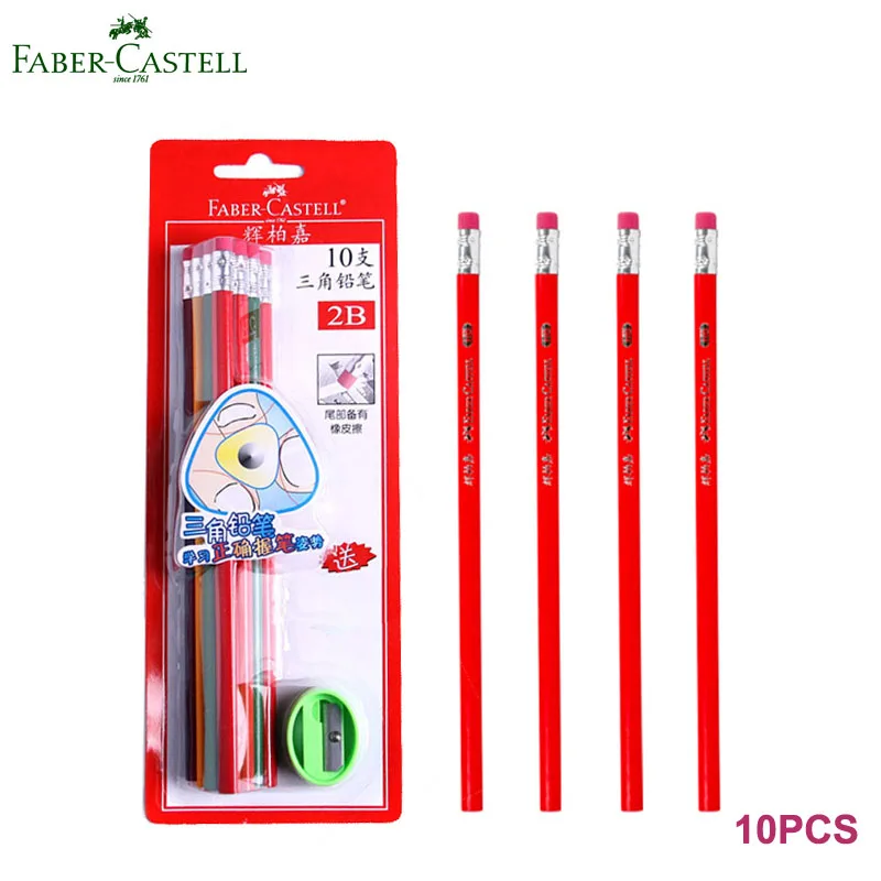 Faber Castell 1322 зажима треугольные записи карандаши HB 2B и точилка Винтаж Деревянный
