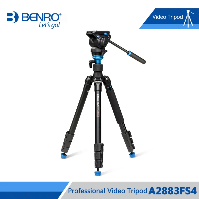 Профессиональный алюминиевый Штатив Benro A2883FS4 с гидравлической головкой, Максимальная загрузка 4 кг, DHL