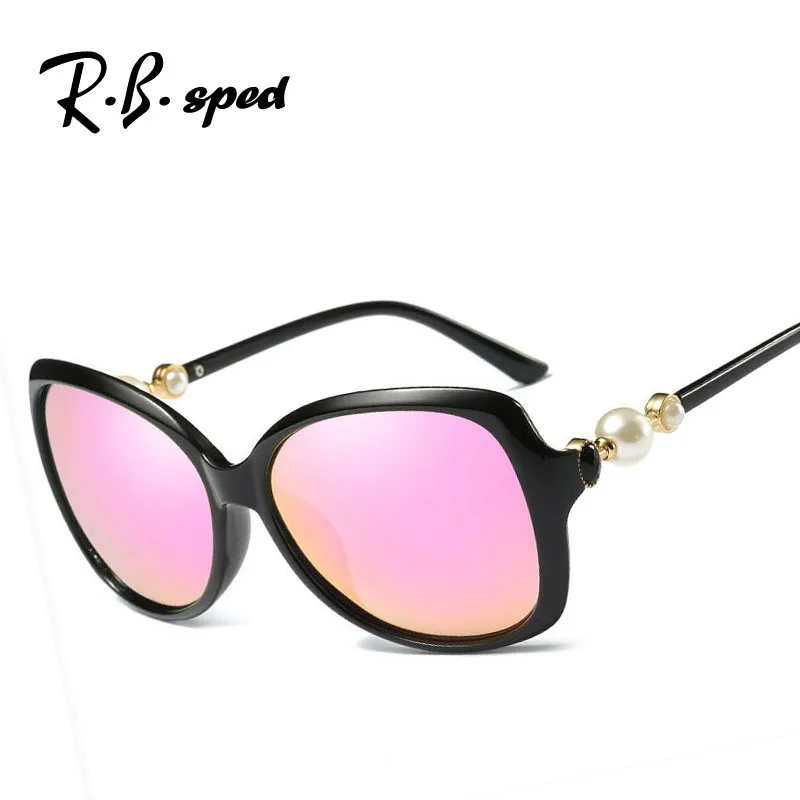 2017 Роскошные поляризованные солнцезащитные очки женские большие жемчужные
