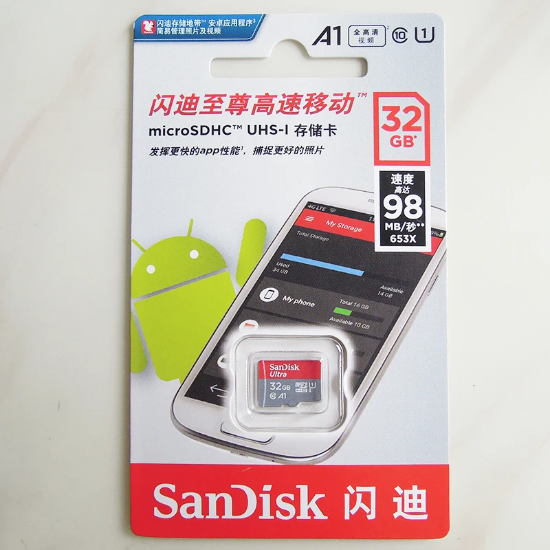 SanDisk   128  64  32  16  Micro SD  Ultra A1 microSDHC/SDXC UHS-I 98 /./-100 /./ TF