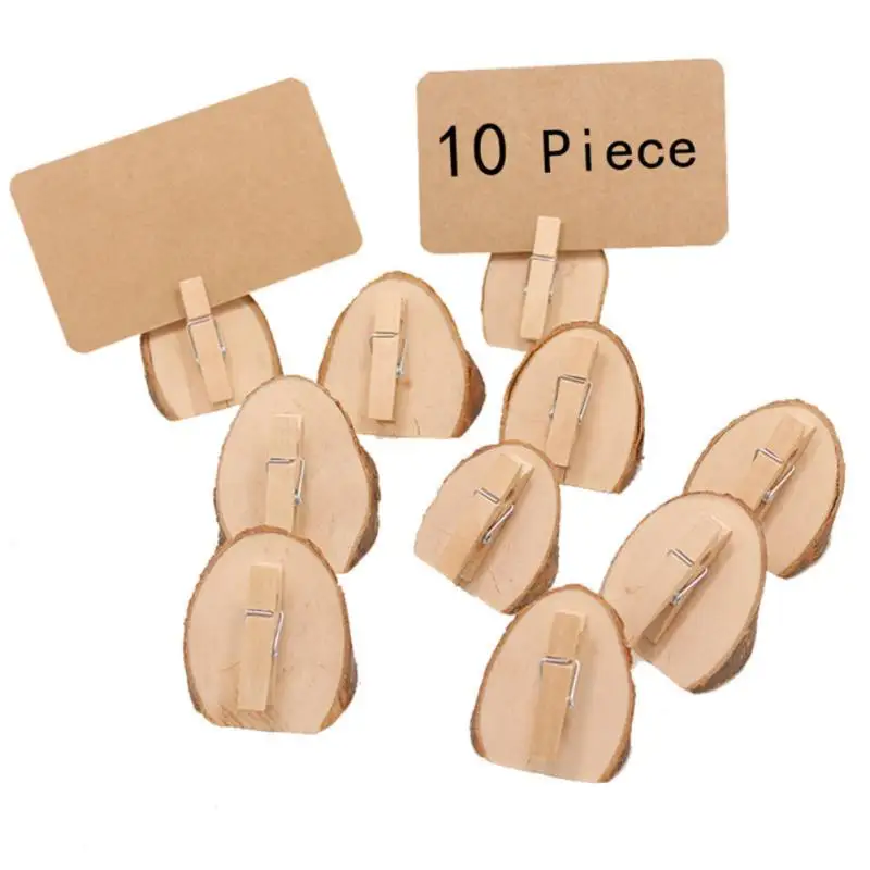 10Pcs/set Wooden Base Rustic Wedding Table Number Stand Place Name Memo Card Holder DIY Home Party Decor | Дом и сад