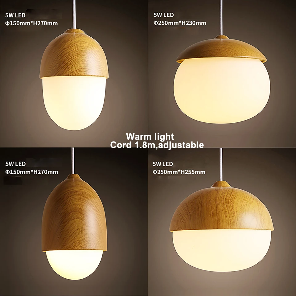 

Vintage Iron LED Kitchen Dining & Bar Pendant Lights Wood Grain Shop Pendant Lamp E27 Coffee Dining Hall Indoor Bedroom Lighting