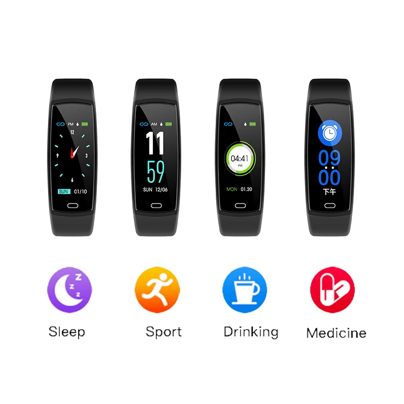 

smart band 0.96inch color screen heart rate blood pressure monitoring sports bracelet fitness smart tracker for Android and IOS