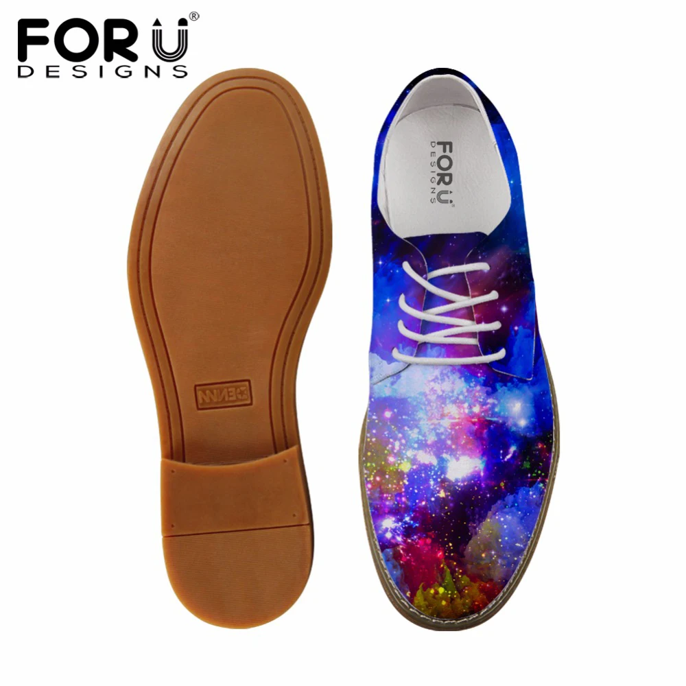 FORUDESIGNS/модные Galaxy звезда печатных для мужчин кружево Up туфли без каблуков повседневное Синтетическая кожа досуг Оксфорд обувь высокое Кач