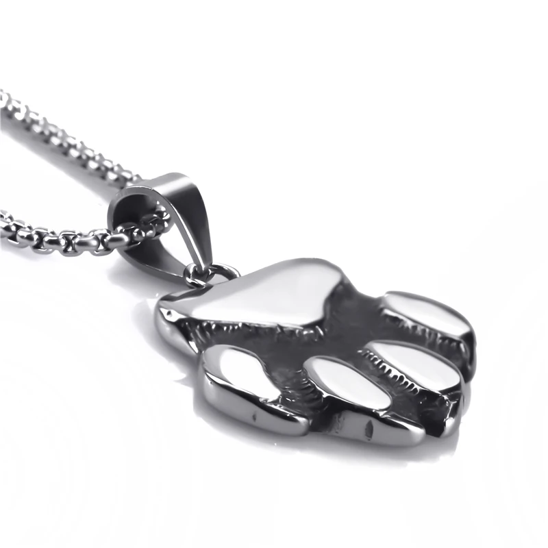 Мужское ожерелье из нержавеющей стали большая цепочка Медвежья Лапка модные