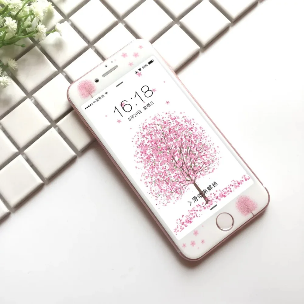 Для iphone 7 стекла красивый вишневый цветок 9 9н твердость закаленного пленка для 6 6s