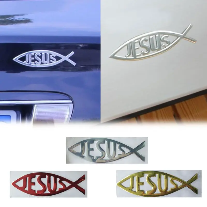 3D наклейка для автомобиля Jesus Fish мягкая ПВХ хромированная эмблема значок
