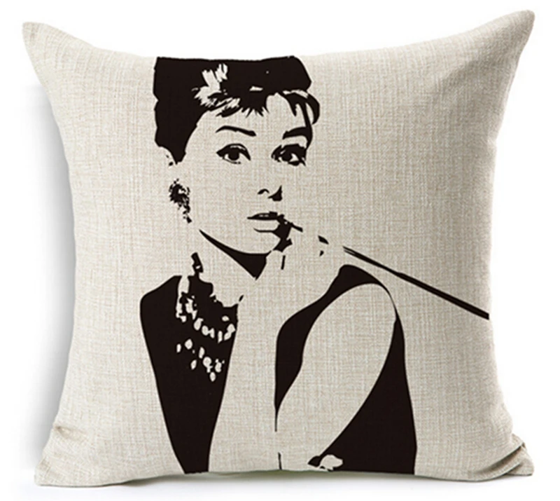 4 шт./лот эскизные звезды Одри Хепберн модные Хлопковые наборы подушек для дивана
